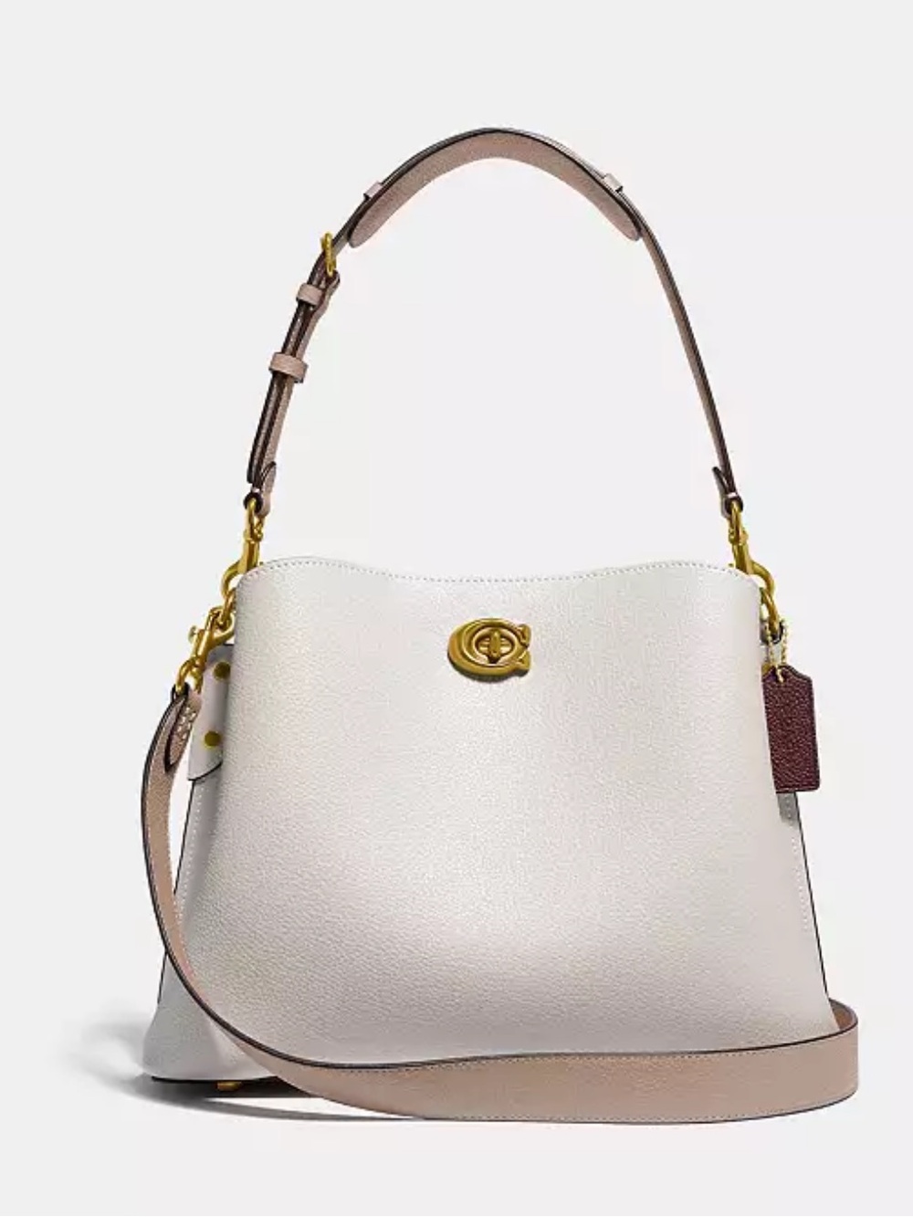 Coach Willow Pebble Leather Shoulder Bag in White